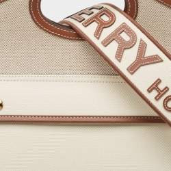 Pre Owned Burberry Beige/Brown Canvas and Leather Small Soft Pocket Tote