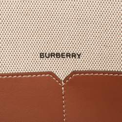 Pre Owned Burberry Beige/Brown Canvas and Leather Small Soft Pocket Tote