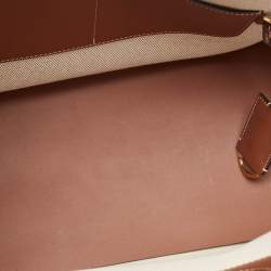 Pre Owned Burberry Beige/Brown Canvas and Leather Small Soft Pocket Tote