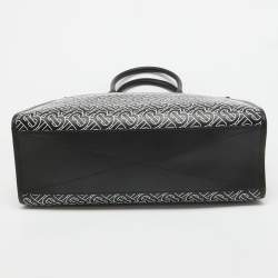 Burberry Black/White TB Logo Leather Vertical Danny Tote