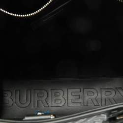Burberry Black/White TB Logo Leather Vertical Danny Tote