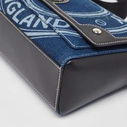 مملوكة مسبقًا حقيبة كتف بربري نوت جلد ودينم أزرق/أسود متوسطة