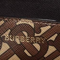 Burberry Black/Brown TB Monogram Coated Canvas and Leather Stripe Portrait Tote