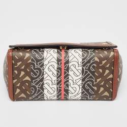 Burberry Brown/Black TB Monogram Coated Canvas and Leather Hackberry Crossbody Bag