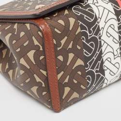 Burberry Brown/Black TB Monogram Coated Canvas and Leather Hackberry Crossbody Bag