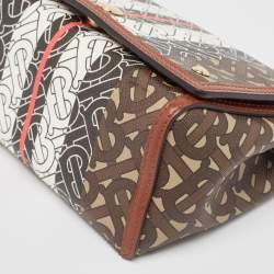 Burberry Brown/Black TB Monogram Coated Canvas and Leather Hackberry Crossbody Bag