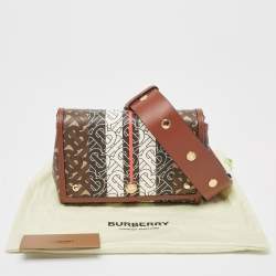 Burberry Brown/Black TB Monogram Coated Canvas and Leather Hackberry Crossbody Bag