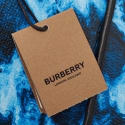 Burberry Blue/Black Water Camo Print Leather Pocket Phone Pouch Crossbody Bag
