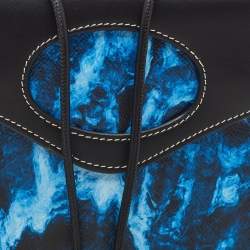 Burberry Blue/Black Water Camo Print Leather Pocket Phone Pouch Crossbody Bag