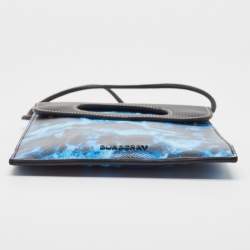Burberry Blue/Black Water Camo Print Leather Pocket Phone Pouch Crossbody Bag