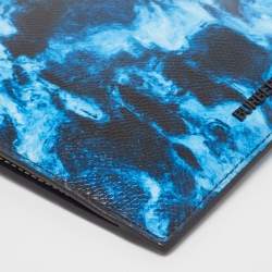 Burberry Blue/Black Water Camo Print Leather Pocket Phone Pouch Crossbody Bag