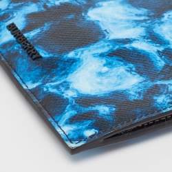 Burberry Blue/Black Water Camo Print Leather Pocket Phone Pouch Crossbody Bag