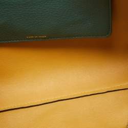 Pre Owned Burberry Black/Green Leather Large Clutch