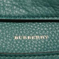 Pre Owned Burberry Black/Green Leather Large Clutch