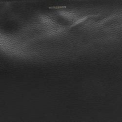 Pre Owned Burberry Black/Green Leather Large Clutch