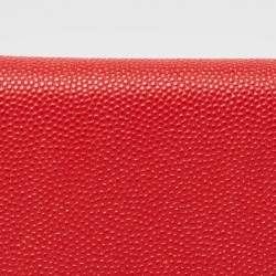 مملوكة مسبقًا Burberry Red Leather Sidney Trifold Wallet