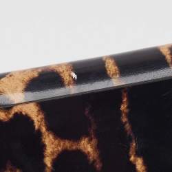 Burberry Black/Brown Leopard Print Leather Jody Chain Card Case