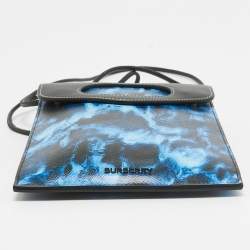 Burberry Blue/Black Water Camo Print Leather Pocket Phone Pouch Crossbody Bag