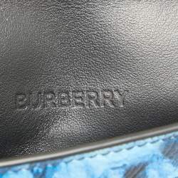 Burberry Blue/Black Water Camo Print Leather Pocket Phone Pouch Crossbody Bag