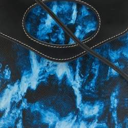 Burberry Blue/Black Water Camo Print Leather Pocket Phone Pouch Crossbody Bag