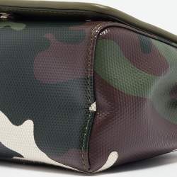 Burberry Green/Beige Camo Print Coated Canvas and Leather Hackberry Crossbody Bag