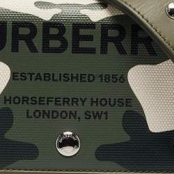 Burberry Green/Beige Camo Print Coated Canvas and Leather Hackberry Crossbody Bag