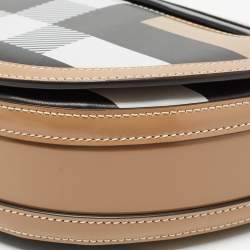 Pre Owned Burberry Beige Check Patent and Leather Small Olympia Shoulder Bag