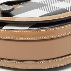 Pre Owned Burberry Beige Check Patent and Leather Small Olympia Shoulder Bag