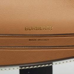 Pre Owned Burberry Beige Check Patent and Leather Small Olympia Shoulder Bag