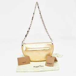 Burberry Gold Leather Mini Olympia Zip Chain Bag