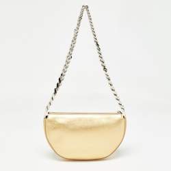 Burberry Gold Leather Mini Olympia Zip Chain Bag