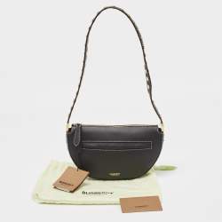 Pre Owned Burberry Black Leather Mini Studded Olympia Zip Bag