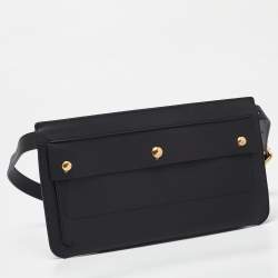 Pre Owned Burberry Black Leather Slim Belt Bag