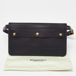 Pre Owned Burberry Black Leather Slim Belt Bag