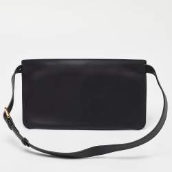 Pre Owned Burberry Black Leather Slim Belt Bag