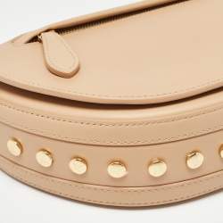 Burberry Beige Leather Small Studded Olympia Bag