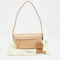 Burberry Beige Leather Small Studded Olympia Bag