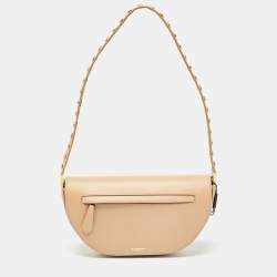 Burberry Beige Leather Small Studded Olympia Bag