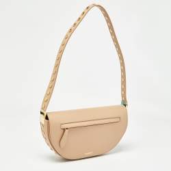 Burberry Beige Leather Small Studded Olympia Bag