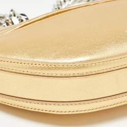 Pre Owned Burberry Gold Leather Mini Olympia Zip Chain Bag