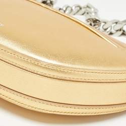 Pre Owned Burberry Gold Leather Mini Olympia Zip Chain Bag
