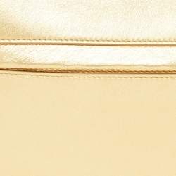 Pre Owned Burberry Gold Leather Mini Olympia Zip Chain Bag