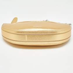 Pre Owned Burberry Gold Leather Mini Olympia Zip Chain Bag