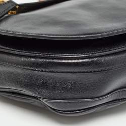 Pre Owned Burberry Black Soft Leather Small Olympia Shoulder Bag