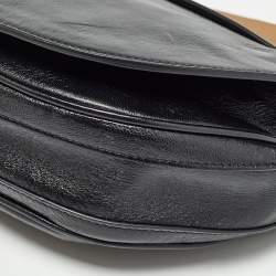 Pre Owned Burberry Black Soft Leather Small Olympia Shoulder Bag