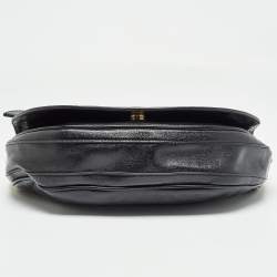 Pre Owned Burberry Black Soft Leather Small Olympia Shoulder Bag