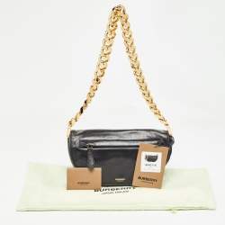 Pre Owned Burberry Black Soft Leather Small Olympia Shoulder Bag