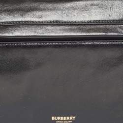 Pre Owned Burberry Black Soft Leather Small Olympia Shoulder Bag