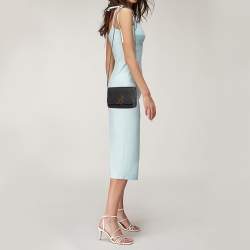 Pre Owned Burberry Black Leather Mini TB Shoulder Bag