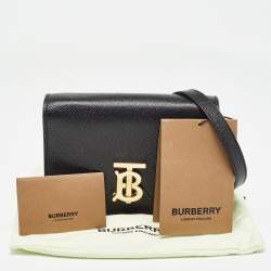 Pre Owned Burberry Black Leather Mini TB Shoulder Bag
